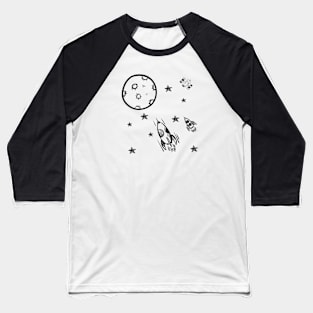 doodle rocket to the moon Baseball T-Shirt